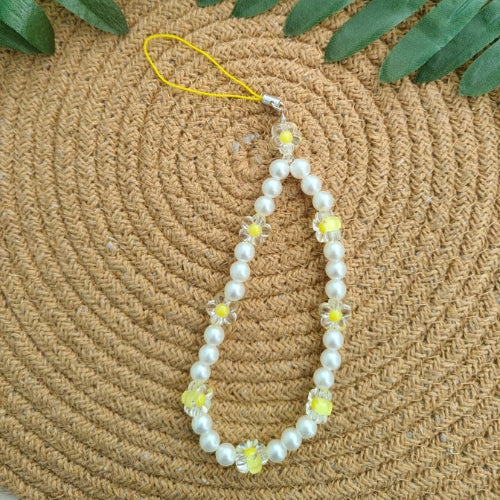 Handcrafted Yellow Beeds Phone Charm