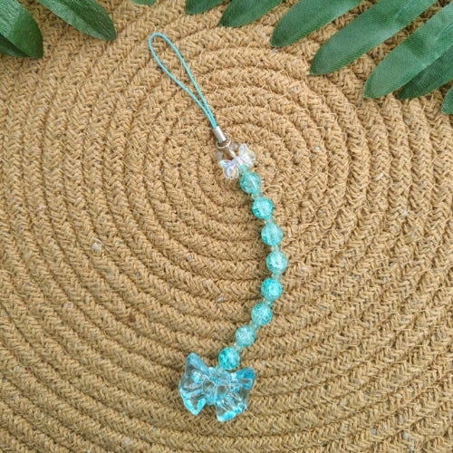 Handcrafted Aqua Blue Beeds Phone Charm