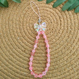 Handcrafted Aqua Pink Beeds Phone Charm